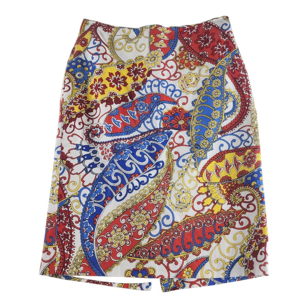 Talbots Size 4 Paisley Floral Pencil Skirt Scarf Print Old Money Maximalist